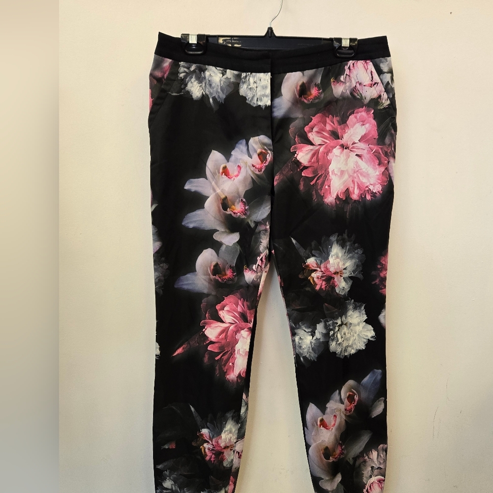 Ted Baker London Black Floral Straight Leg Pants